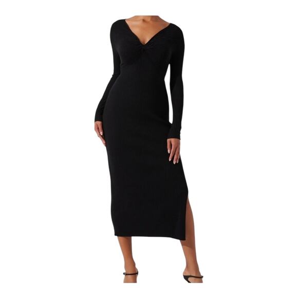 Astr the Label Twist front long sleeve sweater dress black size Medium M - Picture 1 of 7